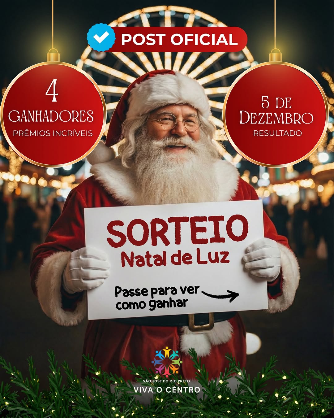 Sorteio do Natal de Luz Viva o Centro